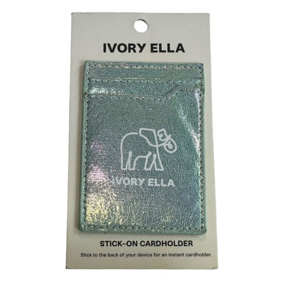 Ivory Ella NEW Iridescent Metallic Stick-On Cell Phone Card Holder Mint Blue